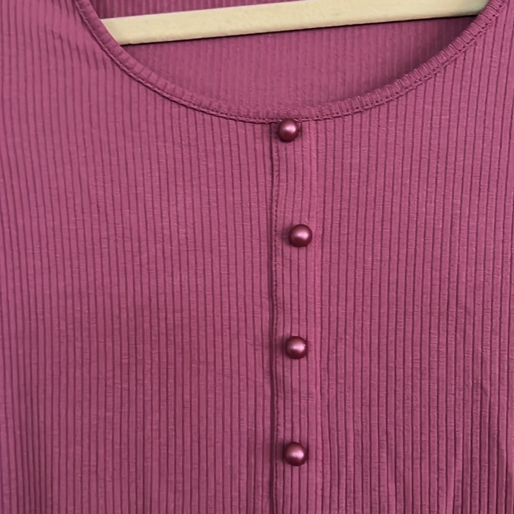 POPULAR 21 Mauve Pink Cropped Ribbed Knit Top w/Buttons, Size Medium, GUC. - Picture 4 of 7